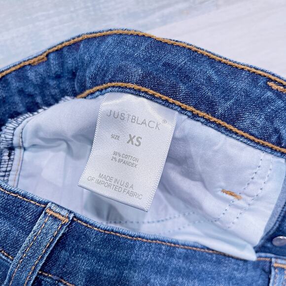 JustBlack Denim Button Front Mini Skirt Blue Dark Wash Stretch Cotton Womens XS - Picture 5 of 5